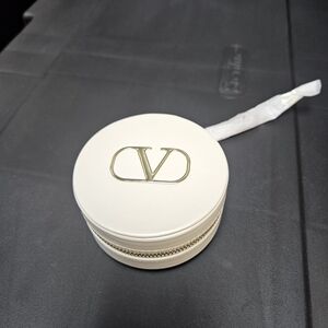 Valentino Cream Circular Pouch with Gold Accents GWP Item